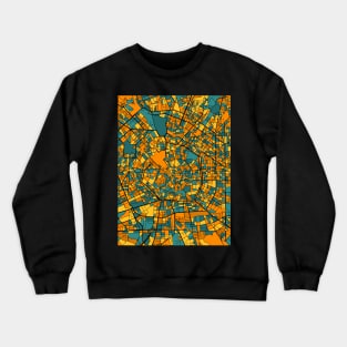 Milan Map Pattern in Orange & Teal Crewneck Sweatshirt